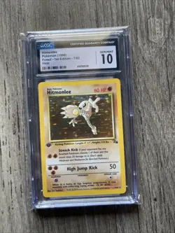CGC 10 GEM MINT 💎 - Hitmonlee 7/62 Fossil Holo 1st Edition - 1999 Pokemon - Image 1