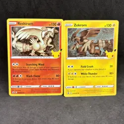 Pokemon - Zekrom 010/025 & Reshiram 002/025 Holo Rare Lot - Celebrations - NM - Image 1