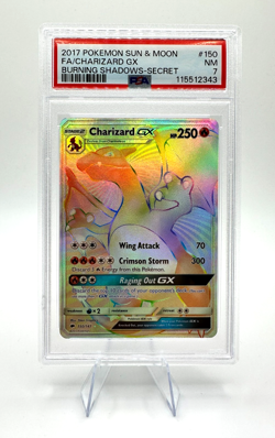 2017 Pokemon Sun & Moon Burning Shadows: Charizard GX#150 FULL ART SECRET, PSA 7 - Image 1