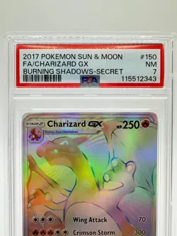 2017 Pokemon Sun & Moon Burning Shadows: Charizard GX#150 FULL ART SECRET, PSA 7 - Image 2