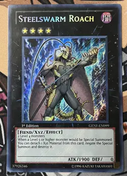 Yugioh Steelswarm Roach GENF-EN099 Secret Rare 1st Edition NM - Image 1