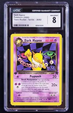Dark Hypno 26/82 1st Edition Non-Holo Team Rocket Pokemon Card ~ Pop 42 ~ WOTC - Image 1