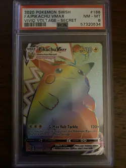 2020 Pokemon SWSH Vivid Voltage Pikachu VMAX #188 FA PSA 8 NM-MT - Image 1