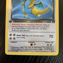 Pokemon 1st Edition Dark Dragonite Non Holo Team Rocket M-NM Unplayed - Image 4