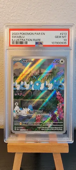 Pokemon TCG Swablu 213/182 2023 Paradox Rift Illustration Rare Card - PSA 10 - Image 1