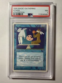 Stasis MTG Core Set 4th Edition Regular PSA 7 NM - Image 1