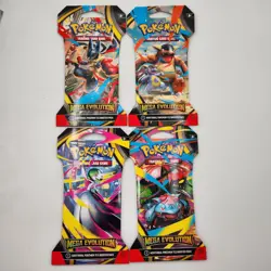 Mega Evolution Sleeved Booster Pack Art Set New Pokemon Set of 4 Sealed Packs - Image 1