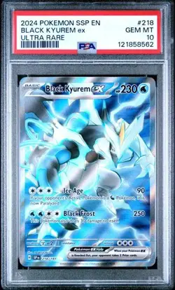 2024 POKEMON SSP EN-SURGING SPARKS ULTRA RARE #218 BLACK KYUREM EX PSA 10 - Image 1