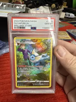 PSA 10 Pokemon Vaporeon TG02/TG30 Brilliant Stars Trainer Gallery - Image 1