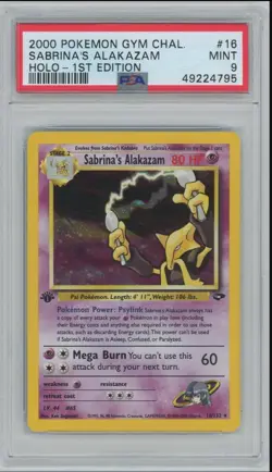 Pokemon 2000 Sabrina's Alakazam 1st Edition Holo Gym Challenge PSA 9 MINT #16 - Image 1