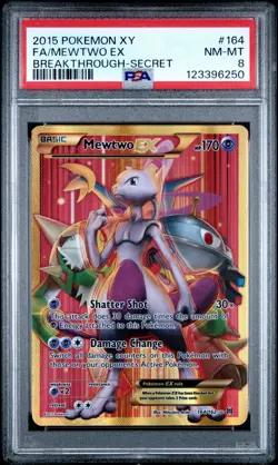 Pokemon Mewtwo EX 164/162 Secret Rare XY Breakthrough PSA 8 - Image 1