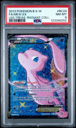 MEW EX POKEMON B&W LEGENDARY TREASURES RADIANT COLLECTION #RC24 FULL ART PSA 8 - Image 1