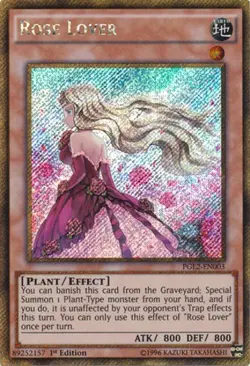 Yugioh! MP Rose Lover - PGL2-EN003 - Gold Secret Rare - 1st Edition Moderately P - Image 1