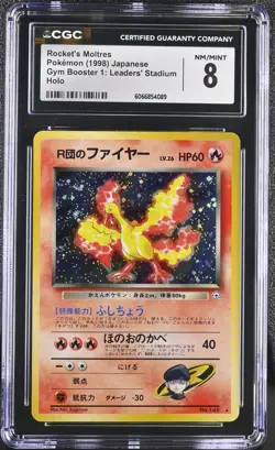 CGC 8 Rocket's Moltres Japanese Gym Heroes 146 Holo Pokemon Card - Image 1