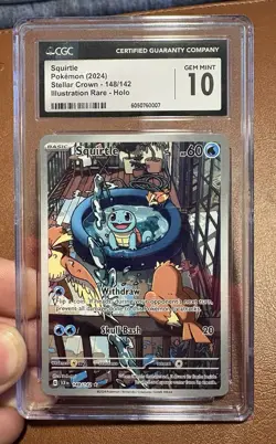 CGC 10 Gem Mint Squirtle 148/142 Illustration Rare Stellar Crown Pokemon Card - Image 1