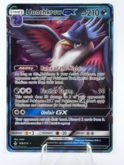 Pokemon TCG Honchkrow GX Unbroken Bonds Holo Ultra Rare Card 109/214 - Image 1