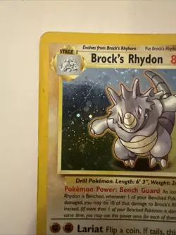 Pokemon Brock's Rhydon Holo Rare Card 2/132 Unlimited Gym Heroes - Image 2