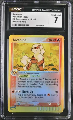 CGC 7 Arcanine 2003 EX Sandstorm 15/100 Reverse Holo Pokemon Card - Image 1