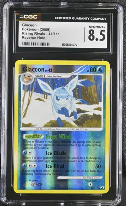 CGC 8.5 Glaceon 2009 Rising Rivals 41/111 Reverse Holo Pokemon Card - Image 1