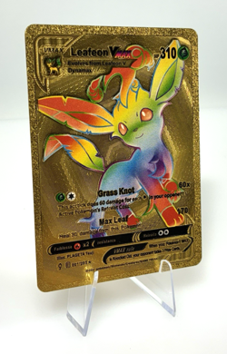 Rainbow Leafeon VMAX Metal Gold Foil Pokemon Card Fan Art Display Card 001/203 - Image 3
