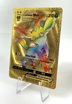 Rainbow Leafeon VMAX Metal Gold Foil Pokemon Card Fan Art Display Card 001/203 - Image 4