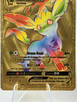 Rainbow Leafeon VMAX Metal Gold Foil Pokemon Card Fan Art Display Card 001/203 - Image 5