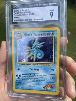 Pokemon 2000 Gym Heroes Misty's Seadra Holo CGC 9 Unlimited DOUBLE SWIRL - Image 1