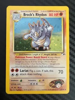 Pokemon TCG Gym Heroes Brock's Rhydon 2/132 Holo Rare HP - Image 1