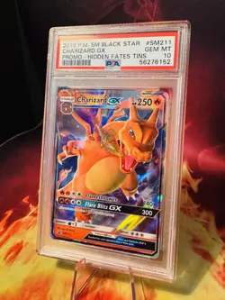 2019 Pokemon SM Black Star Promo SM211 Charizard GX Hidden Fates Tins PSA 10 - Image 2