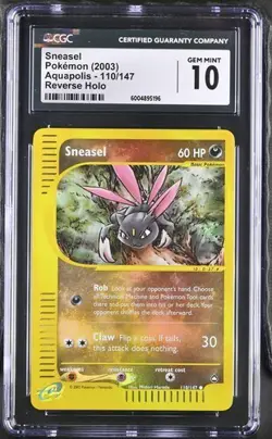 2003 POKEMON AQUAPOLIS SNEASEL #110 REVERSE HOLO CGC 10 GEM MINT - Image 1