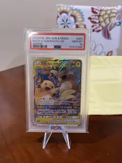 2019 POKEMON JAPANESE SUN & MOON GG END #008 RAICHU & ALOLAN RAICHU GX PSA 10 - Image 1