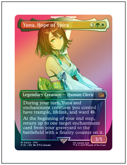 1x Yuna, Hope of Spira, Foil, Borderless Art, Final Fantasy, MTG NM - Image 1