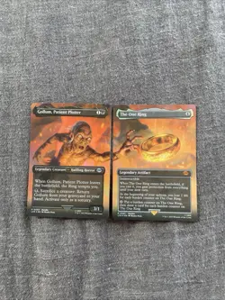 Gollum, Patient Plotter and The One Ring Borderless Art MTG Lord of the Rings - Image 1