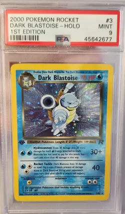 2000 Pokemon Rocket Dark Blastoise Holo 1st Edition PSA 9 - SWIRL NEAR TAIL - - Image 3