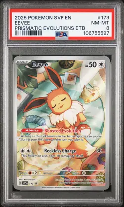 2025 POKEMON SVP EN-SV BLACK STAR PROMO #173 EEVEE PSA 8 - Image 1