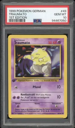 1999 Pokemon GERMAN 1st Edition Base Set Traumato-Drowzee 49/102 PSA 10 GEM MINT - Image 1