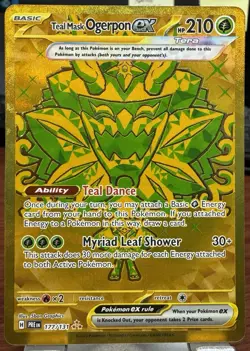 Teal Mask Ogerpon EX Pokemon Prismatic Evolutions Gold Hyper Rare # 177/131 - Image 1