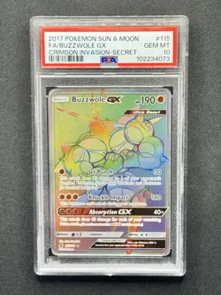 Pokemon CRIMSON INVASION BUZZWOLE GX #115 SECRET RARE PSA 10 GEM MINT - Image 1