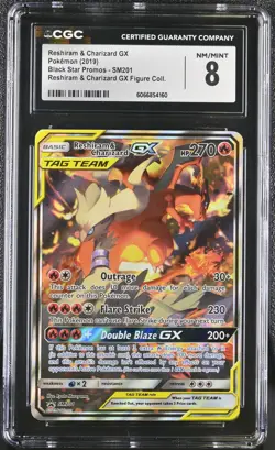 CGC 8 Reshiram & Charizard GX 2019 Black Star Promos SM201 Pokemon Card - Image 1