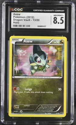 CGC 8.5 Axew 2012 Dragon Vault 13/20 Holo Pokemon Card - Image 1
