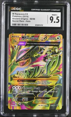 CGC 9.5 M Rayquaza EX 2015 Ancient Origins 98/98 Secret Rare Holo Pokemon Card - Image 1