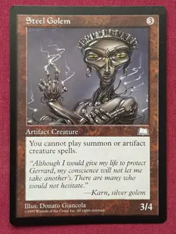 Magic The Gathering WEATHERLIGHT STEEL GOLEM artifact card MTG - Image 1