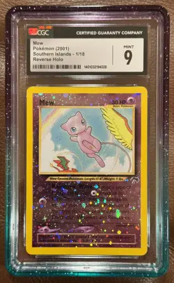 2001 Pokemon Southern Islands Mew 1/18 Promo Holo (reverse) True Promo CGC 9 - Image 1