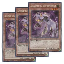 Yugioh Advanced Crystal Beast Amethyst Cat x3 - 1st Secret Rare NM Free Holo - Image 1