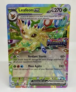 Pokemon TCG Prismatic Evolutions Leafeon ex 006/131 Stamped Promo Card NM - Image 1