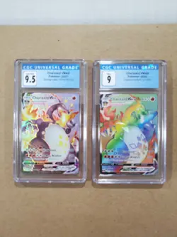 CGC 9.5 & 9.0 Charizard VMAX Pokemon Trading Card SV107/SV122 & 074/073 SET - Image 1