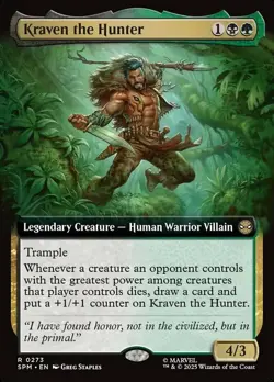 1x (273) Kraven the Hunter - EXTENDED ART MTG Marvel's Spider-Man NM Magic Regul - Image 1