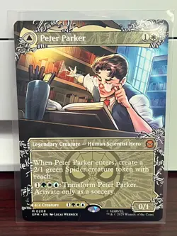 Borderless Peter Parker / Amazing Spider-Man Marvel's MTG Magic non-foil IN HAND - Image 1