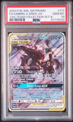 PSA 10 Pokemon INDONESIAN Umbreon & Darkrai GX Promo Alt Art Sun Moon Tag Team - Image 1