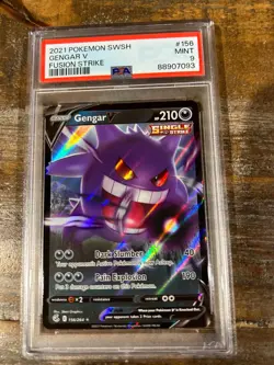 POKEMON 2021 Fusion Strike GENGAR V #156 PSA 9 Mint RARE 2 - Image 1
